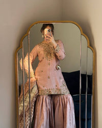 Beautiful baby pink color Sharara set with elegant Embroidery work