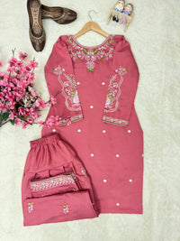 Elegant Coord set with Frashi palazzo in beautiful Multicolored thread Embroidery work