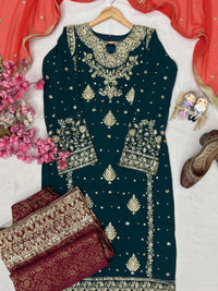 Designer & stylish Kurti with jacard plazzo set with elegant dupatta