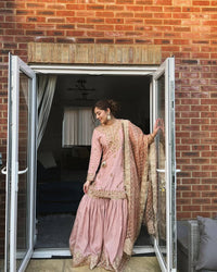 Beautiful baby pink color Sharara set with elegant Embroidery work