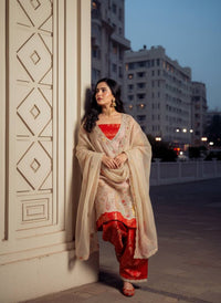 Pure Tissue Silk Kurti Palazzo Set with Dupatta in Ivory color — LC 1446