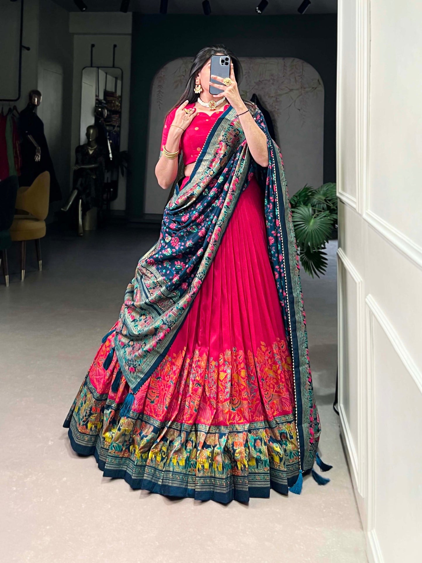 Tussar Silk Lehenga Choli with Printed & Foil Work - FFLB-1245