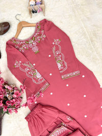 Elegant Coord set with Frashi palazzo in beautiful Multicolored thread Embroidery work