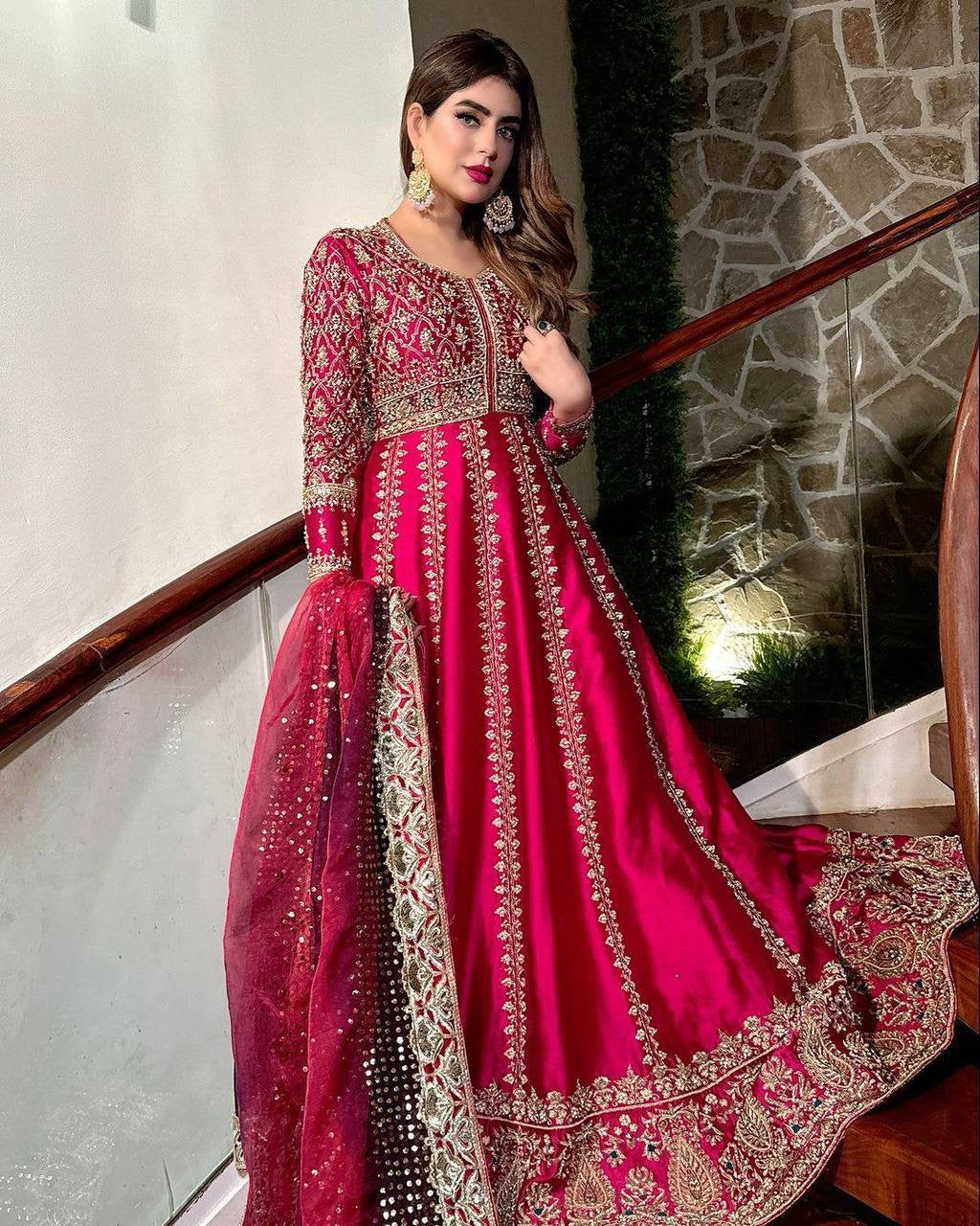 Heavy Sequins Anarkali Style Gown in Chinon Silk with zari & thread Embroidery - LC 1319