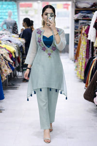 Designer 3-piece Co-ordset in premium organza silk.