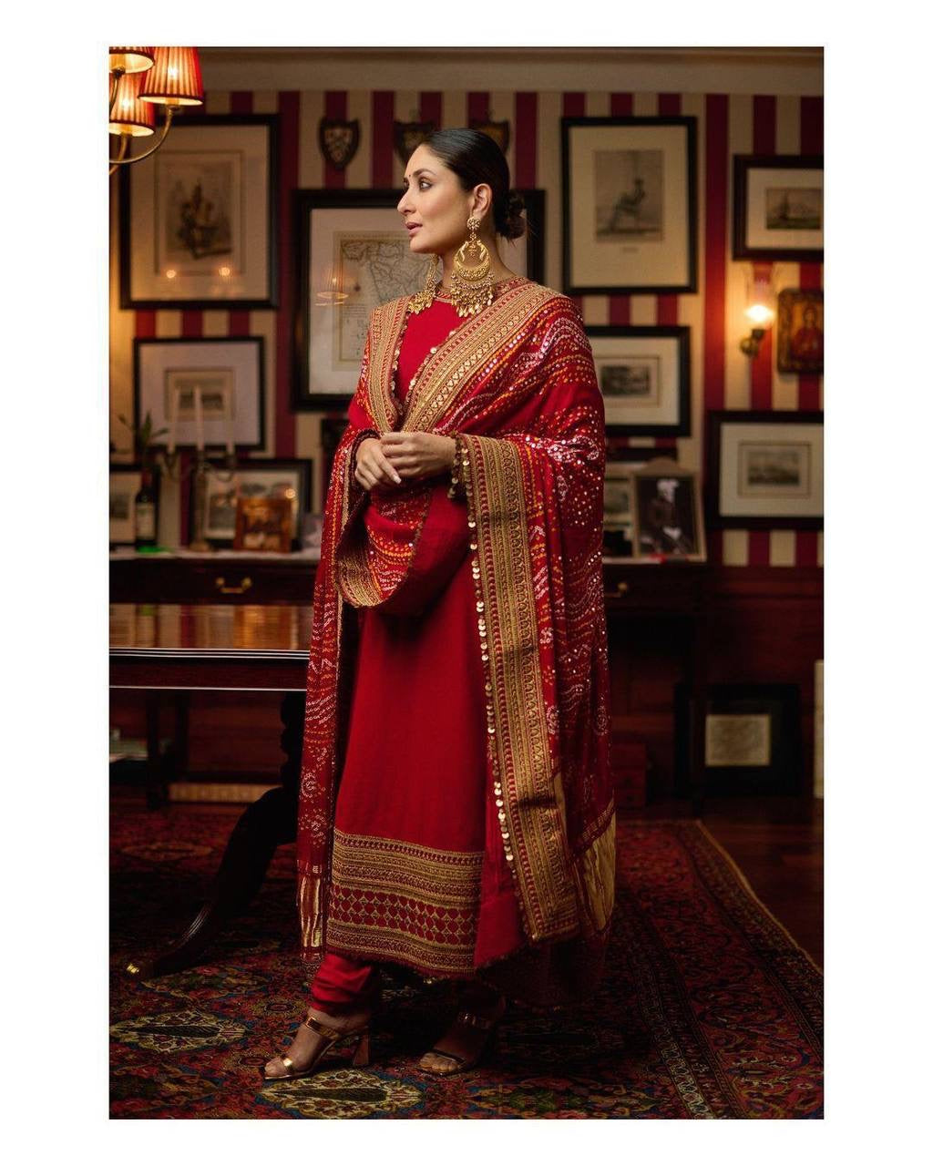 Premium Georgette Kurti-Pant Set with Sequins Work & Embroidered Dupatta