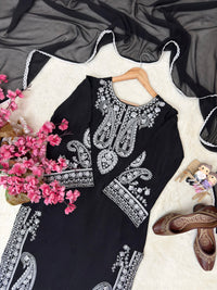 Summer Special Chicken work Kurti with Palazzo set in Pista & Black color