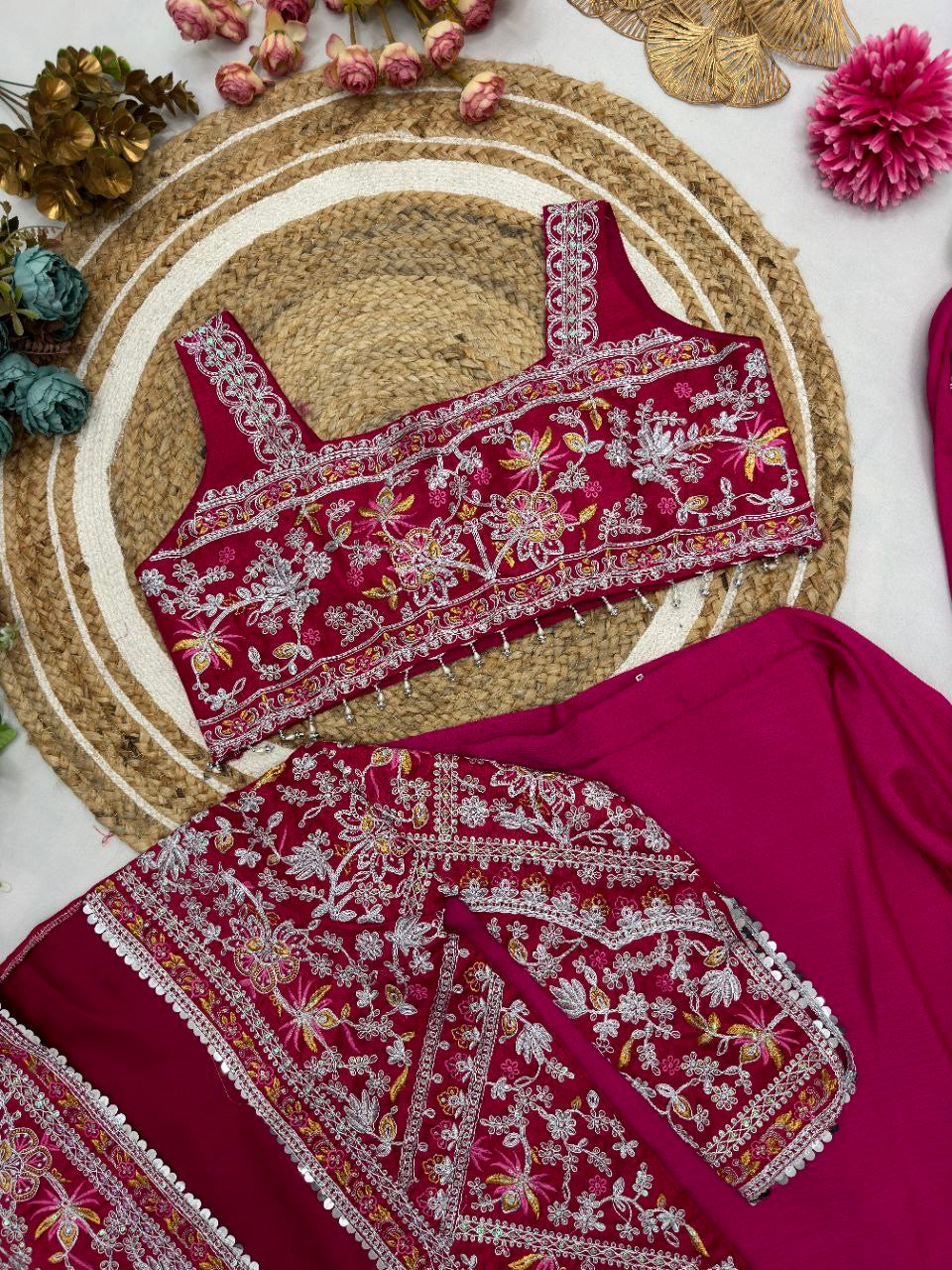Ready To Wear Saree with Jacket - Heavy Chinon Silk - FFHV-9250