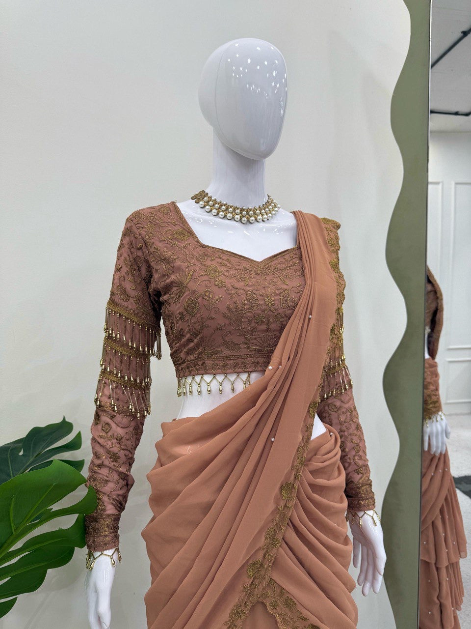 Ready To Wear Lehenga Saree with Thread & Sequence Work - Premium Quality