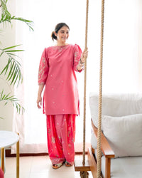 Elegant Coord set with Frashi palazzo in beautiful Multicolored thread Embroidery work