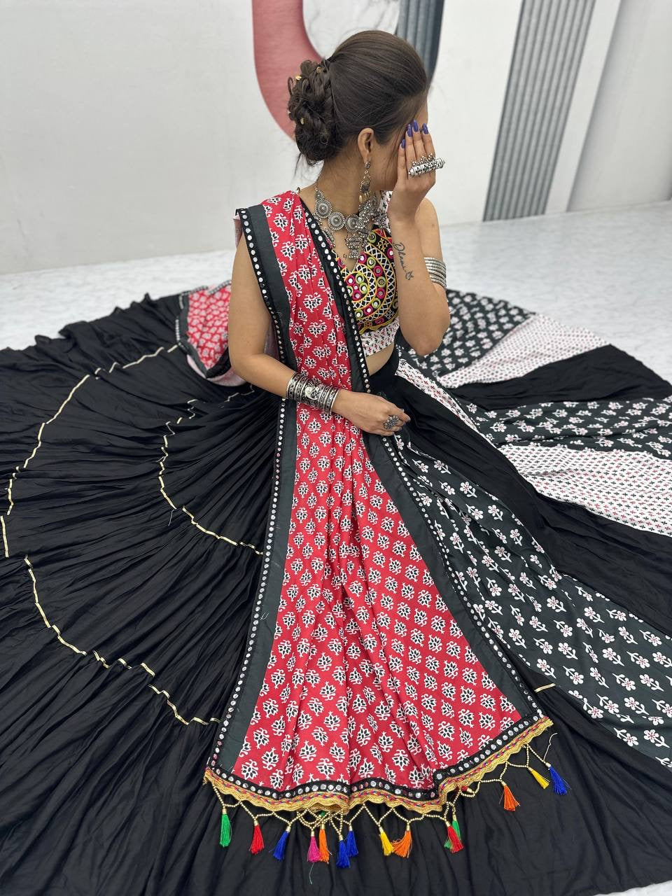 Navratri Special Pure Cotton Lehenga Choli with 8 Meter Heavy Flair