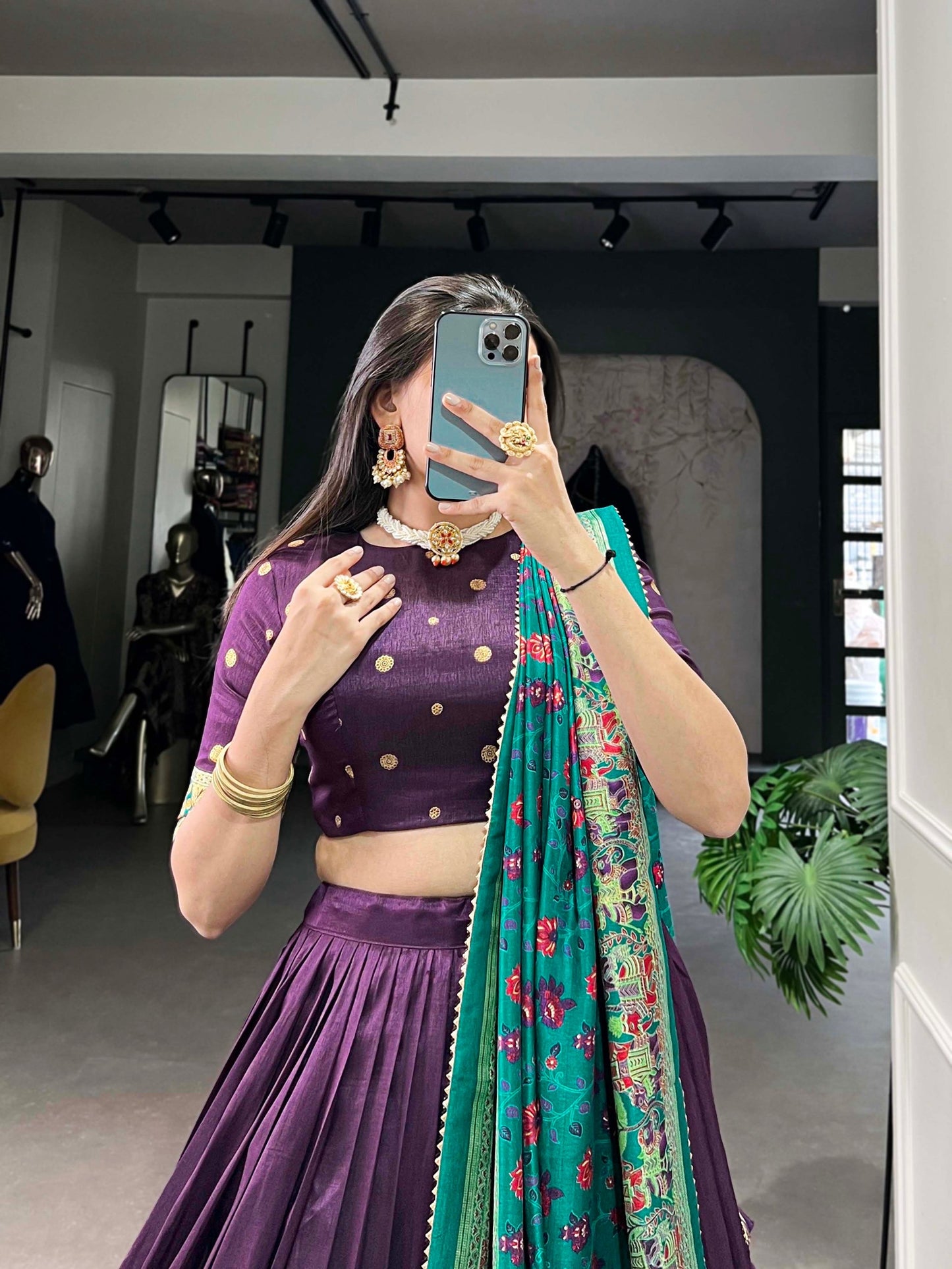 Tussar Silk Lehenga Choli with Printed & Foil Work - FFLB-1245