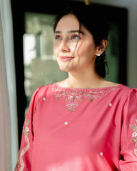 Elegant Coord set with Frashi palazzo in beautiful Multicolored thread Embroidery work