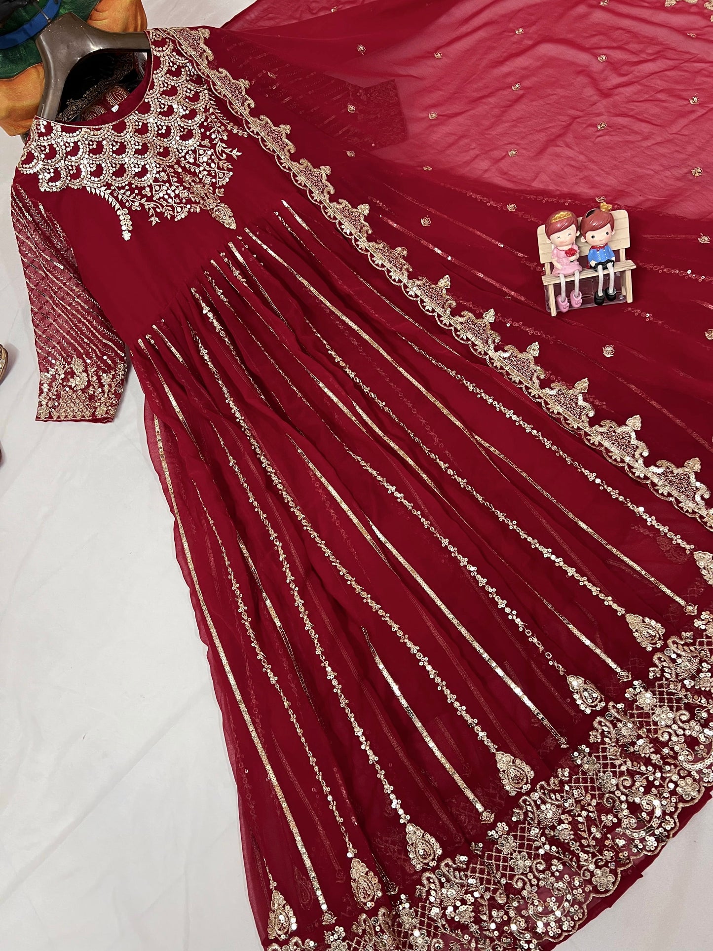 Designer Embroidered Anarkali Gown with Sequin Work - LC 1198