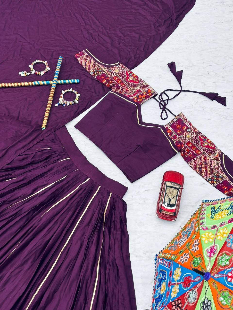 Navratri Special Pure Cotton Lehenga Choli with 6 Meter Big Flair & Gamathi Work