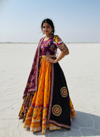 Garba style navratri special chaniya choli with Real Mirror Work