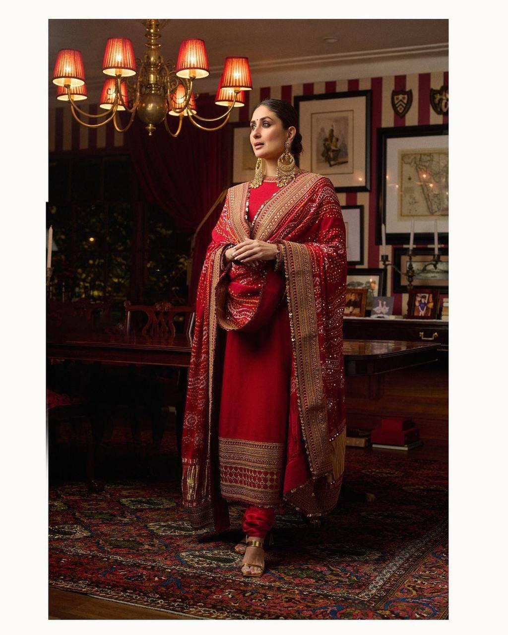 Premium Georgette Kurti-Pant Set with Sequins Work & Embroidered Dupatta