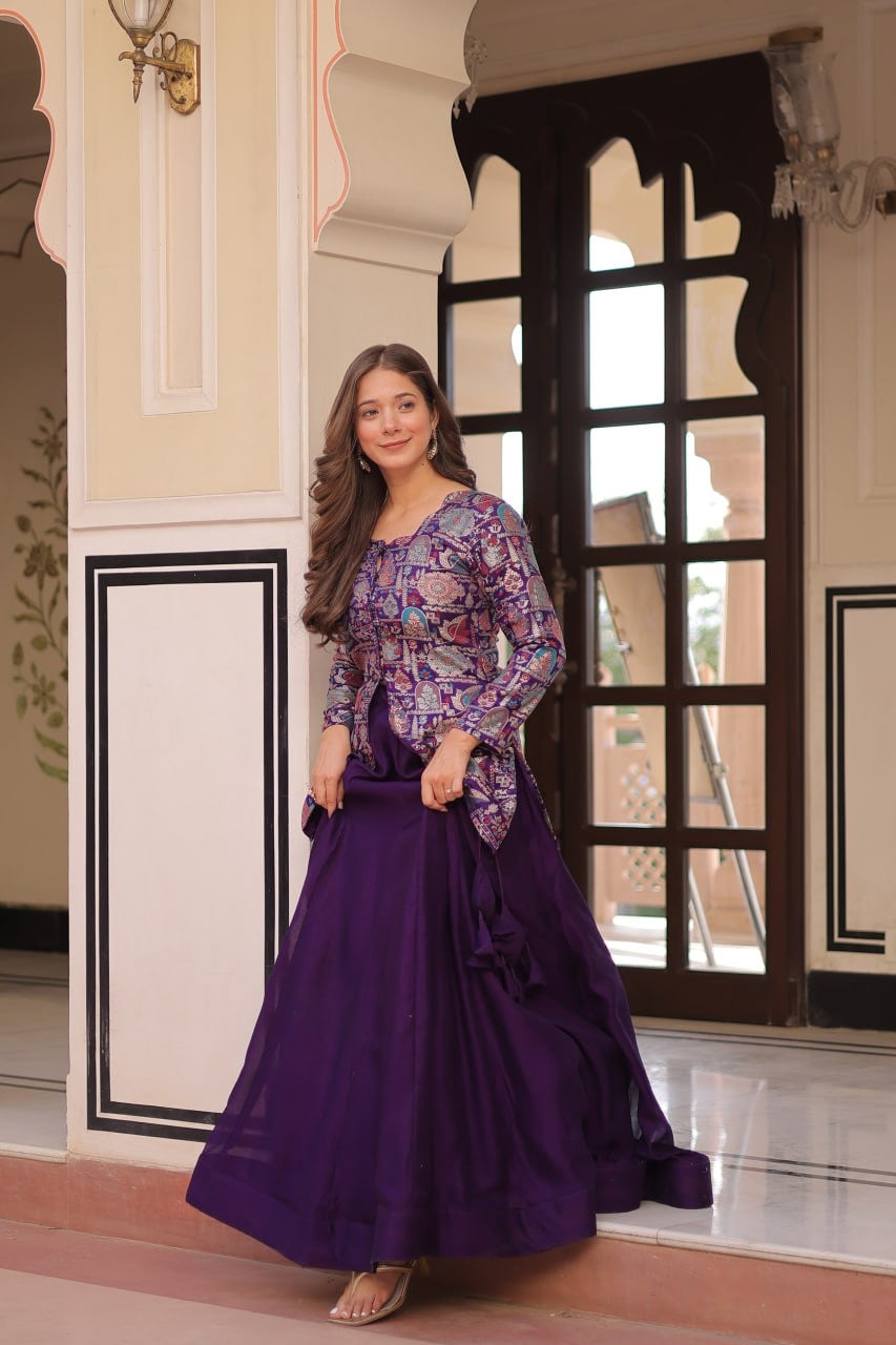 Premium Readymade Pure Simmer Vichitra Silk Lehenga Choli with Position Jacquard Blouse