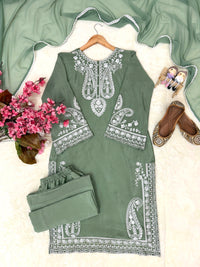 Summer Special Chicken work Kurti with Palazzo set in Pista & Black color
