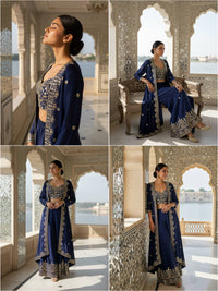 Newly Launched Premium INDOWESTERN PLAZO CHOLI & SHRUG SET