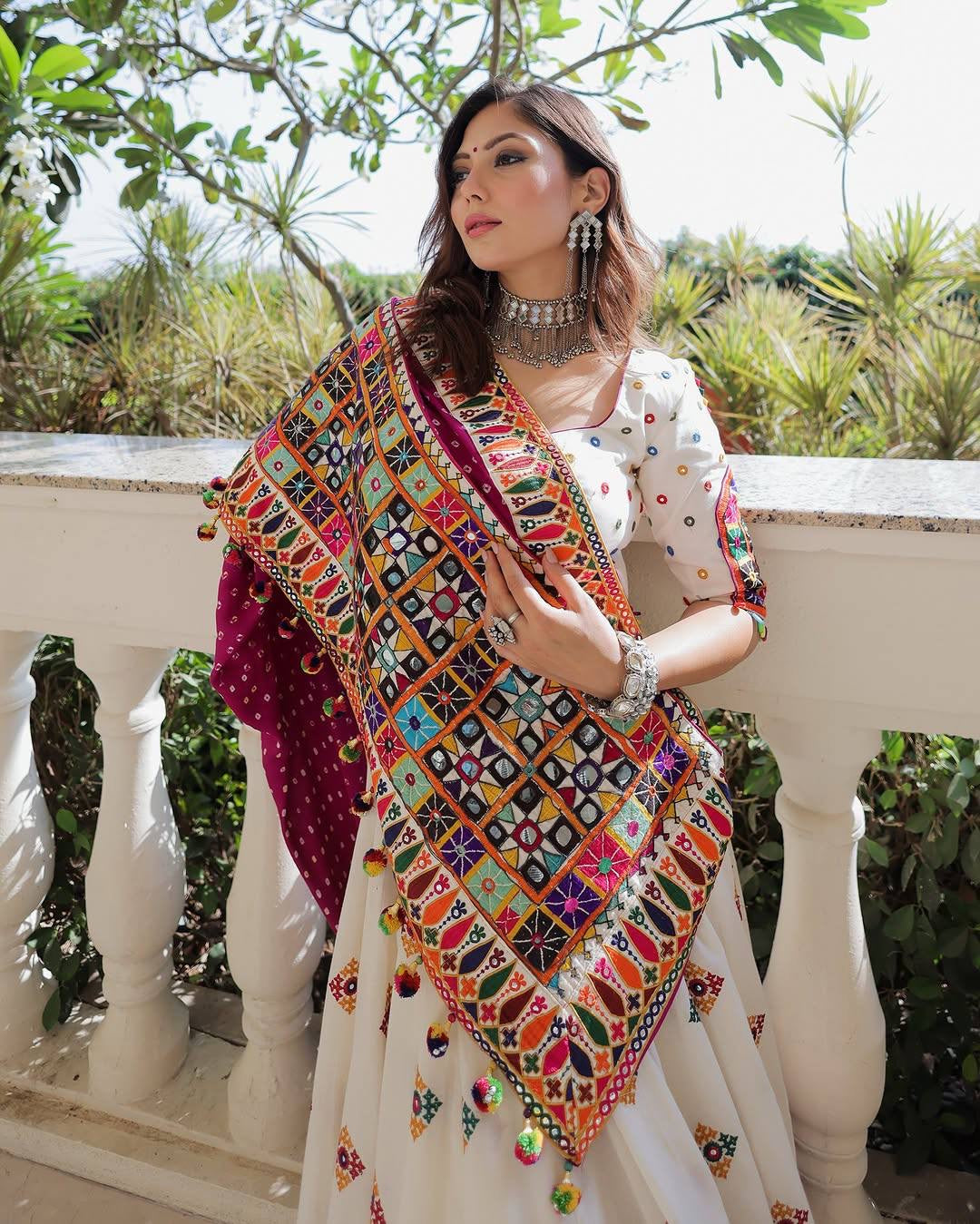 A-One Quality Heavy Muslin Cotton Navratri Special Lehenga Choli with Digital Print & Real Mirror Work - ALC 107