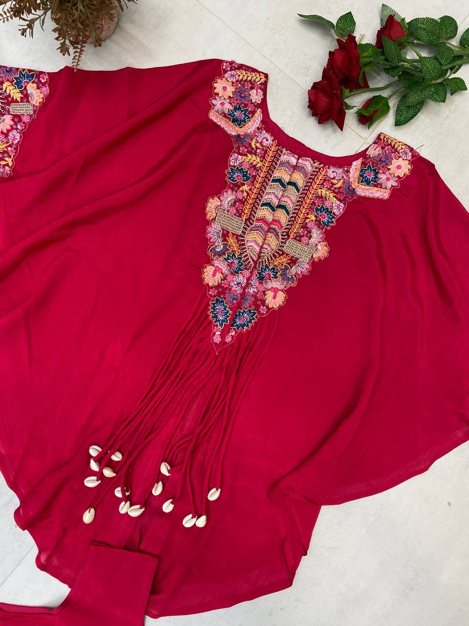 New Trendy Air Tex Chinon Three Piece Indo Western Set with Sequence Embroidery