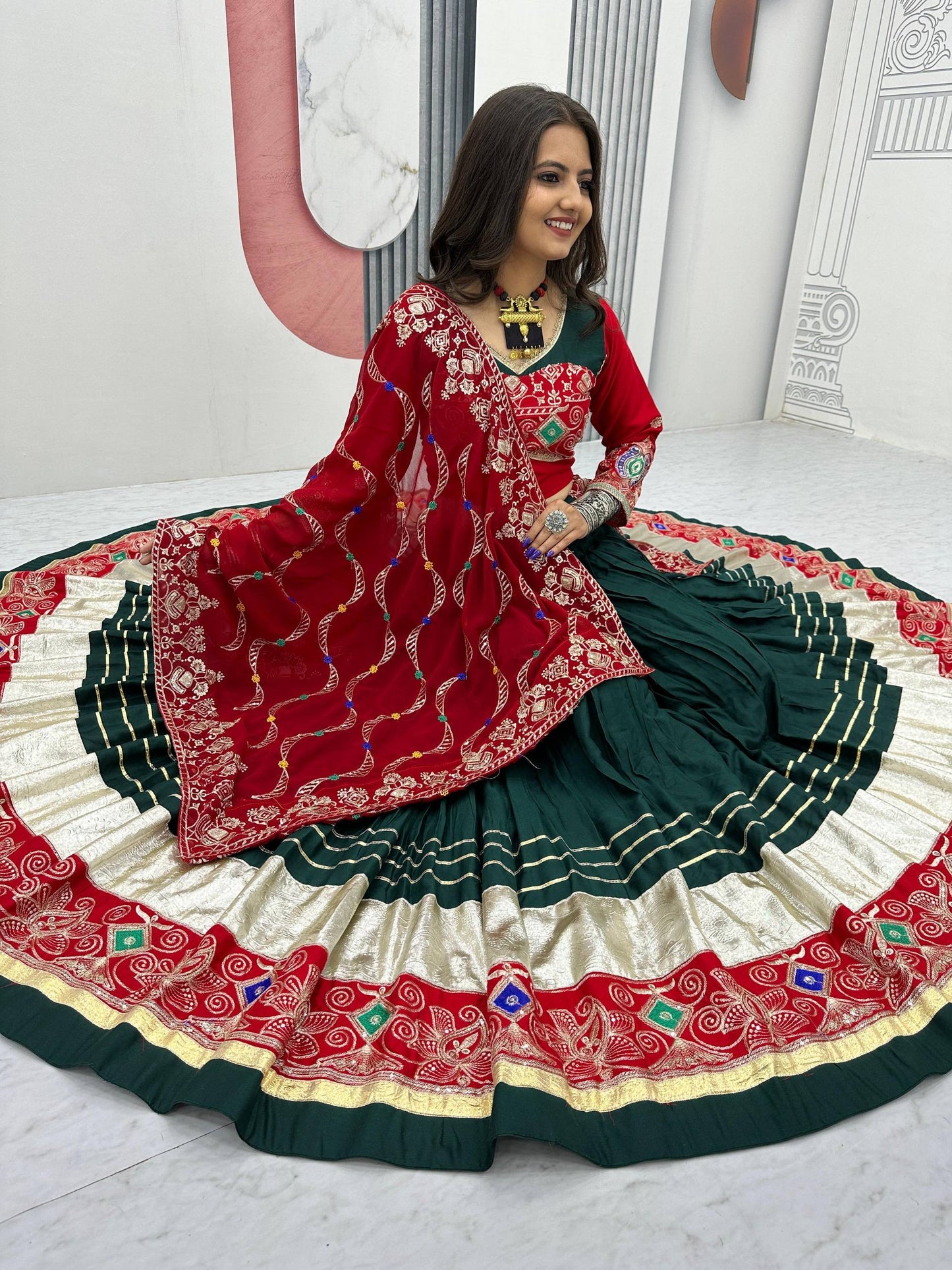 Navratri Special Pure Cotton Lehenga Choli with 6 Meter Big Flair - Real Modeling
