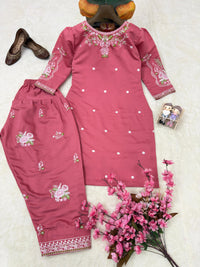 Elegant Coord set with Frashi palazzo in beautiful Multicolored thread Embroidery work