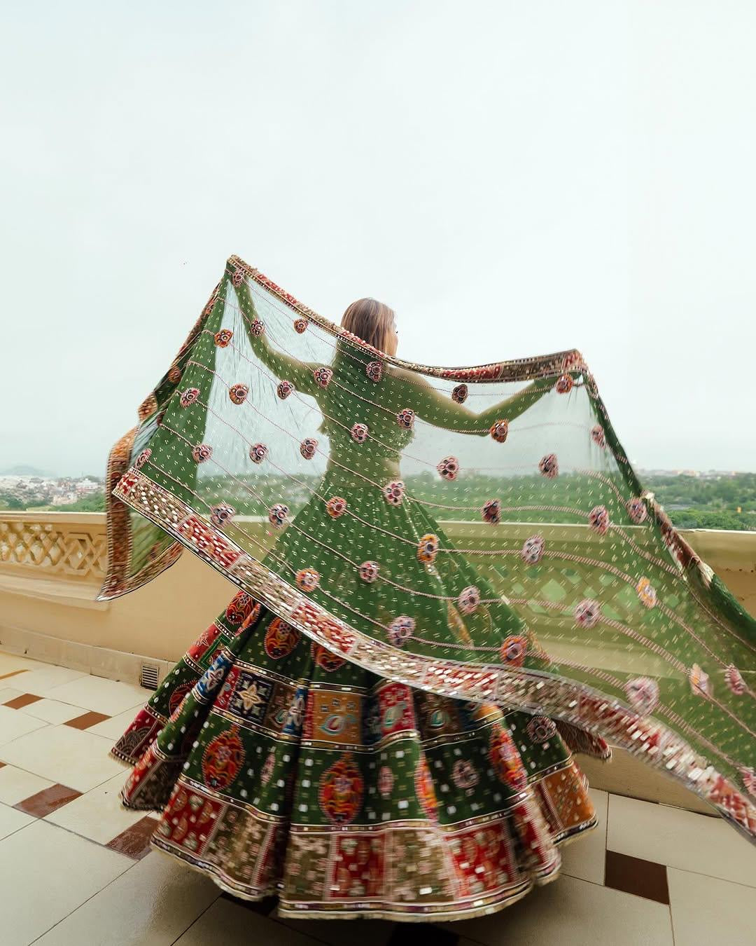 Navratri special Heavy Muslin Cotton Lehenga with Digital Print & Real Mirror Work - ALC 96