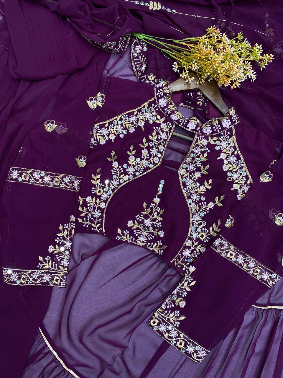 Wedding Season Special Faux Georgette Lehenga Saree with Heavy Embroidery & Mirror Work - FFBE 280