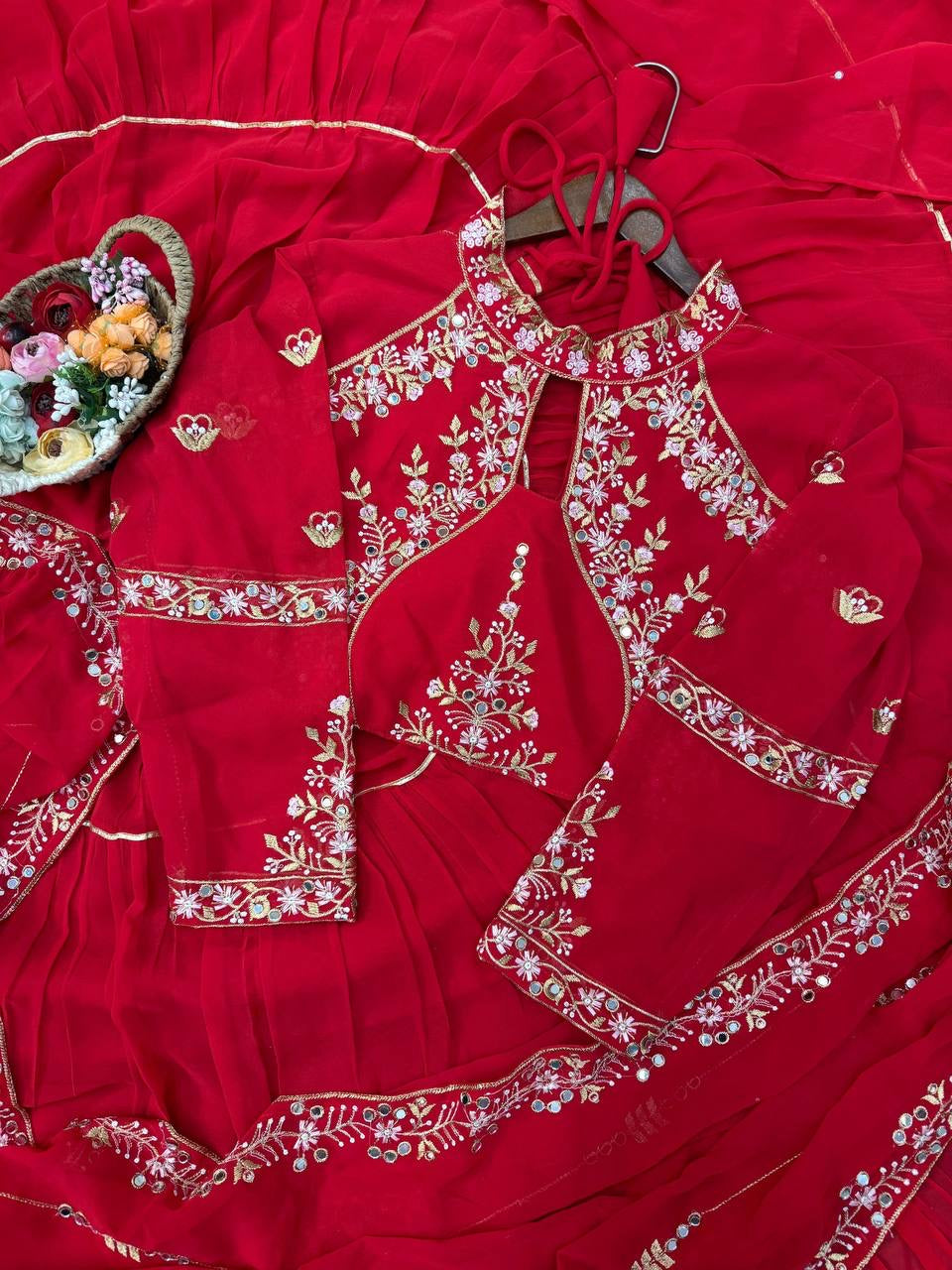 Wedding Season Special Faux Georgette Lehenga Saree with Heavy Embroidery & Mirror Work - FFBE 280