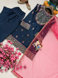 Beautiful contrast matching Farshi salwar suit set in premium french crepe silk