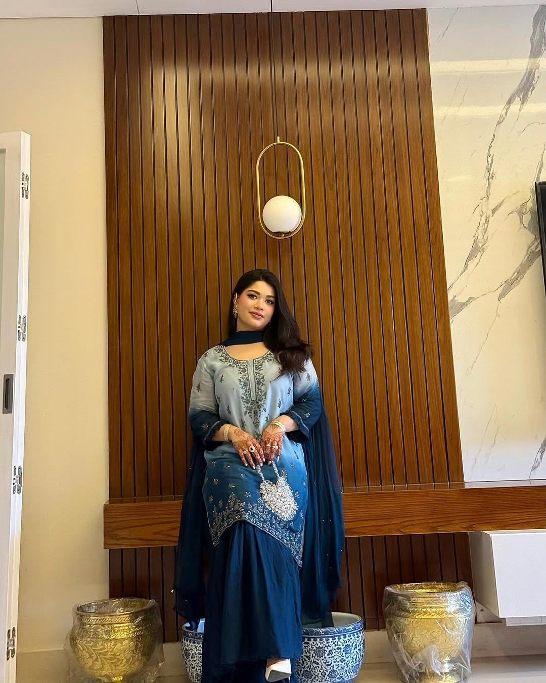 Chinon Silk Kurti & Ruffled Sharara Set with Sequin Embroidery - LC 1370