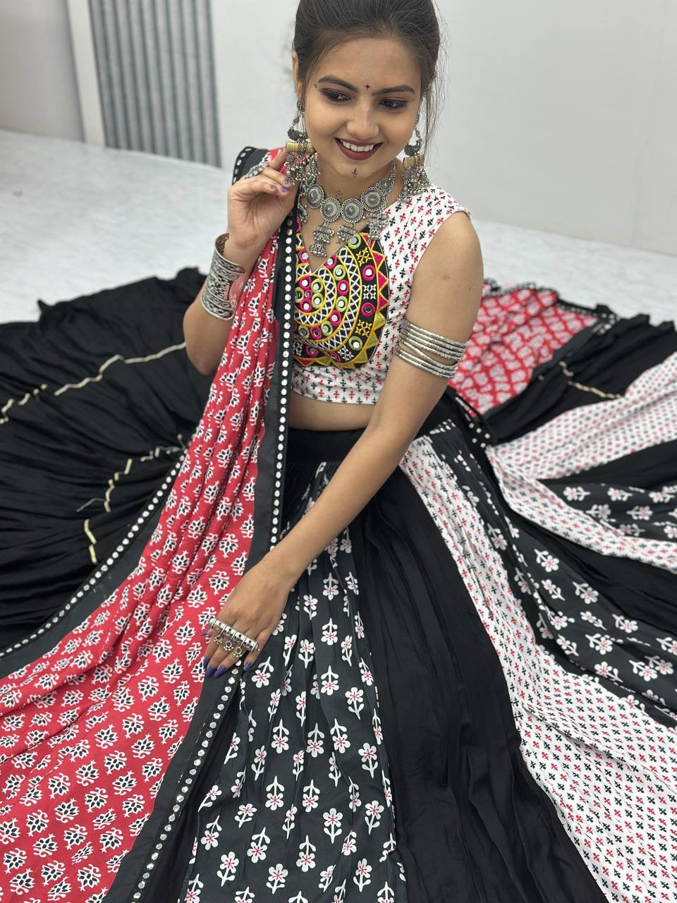 Navratri Special Pure Cotton Lehenga Choli with 8 Meter Heavy Flair