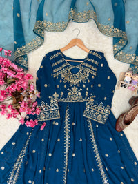 Raksha Bandhan Special Anarkali Gown | Soft Faux Georgette | Sequins & Zari Embroidery | 3 Colors