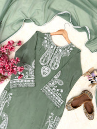 Summer Special Chicken work Kurti with Palazzo set in Pista & Black color