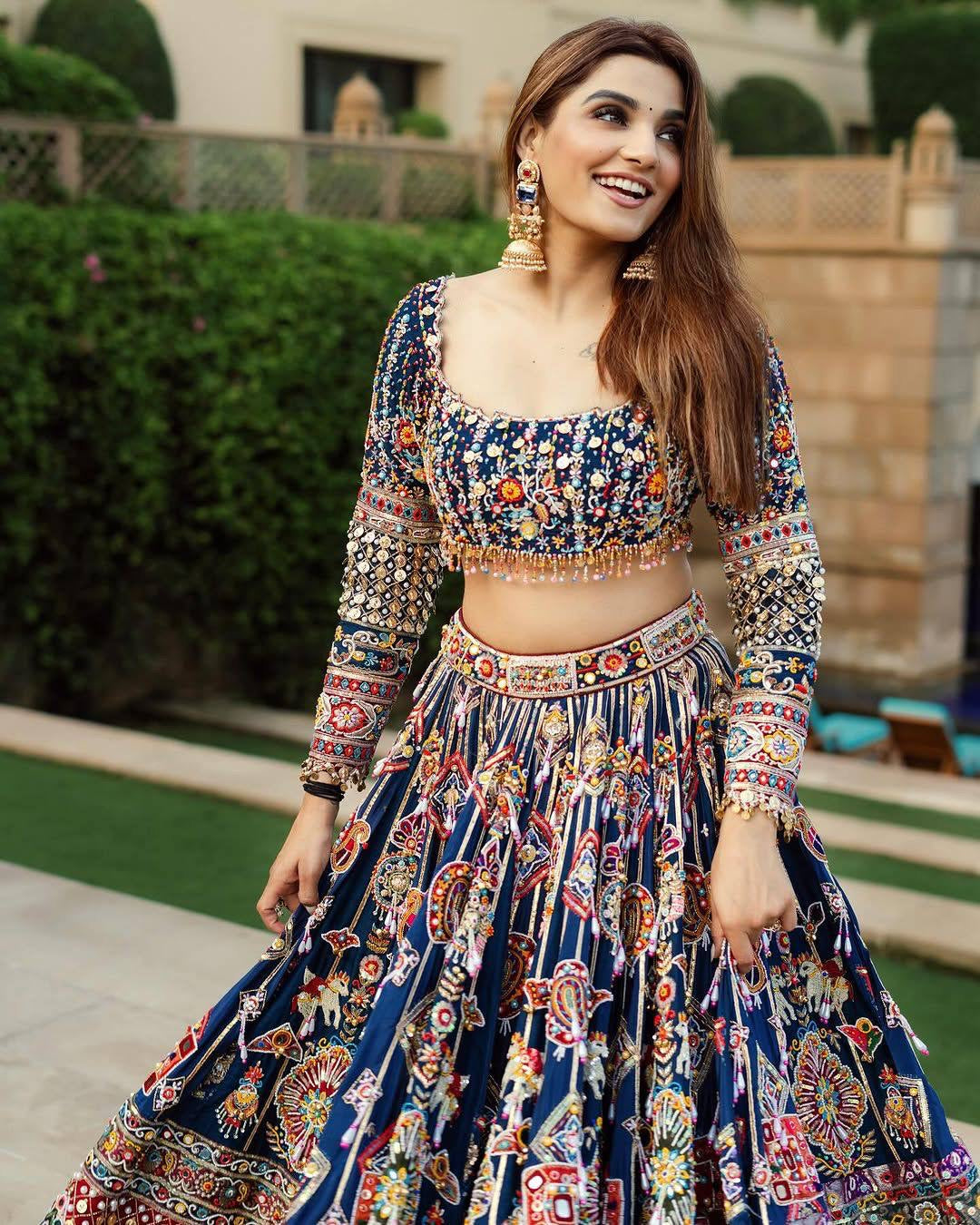 Navratri Special Premium Heavy Muslin Cotton Lehenga with Digital Print, Real Mirror Work & Gotapatti Lace