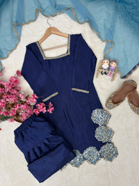 Beautiful Farshi salwar suit in deep blue color