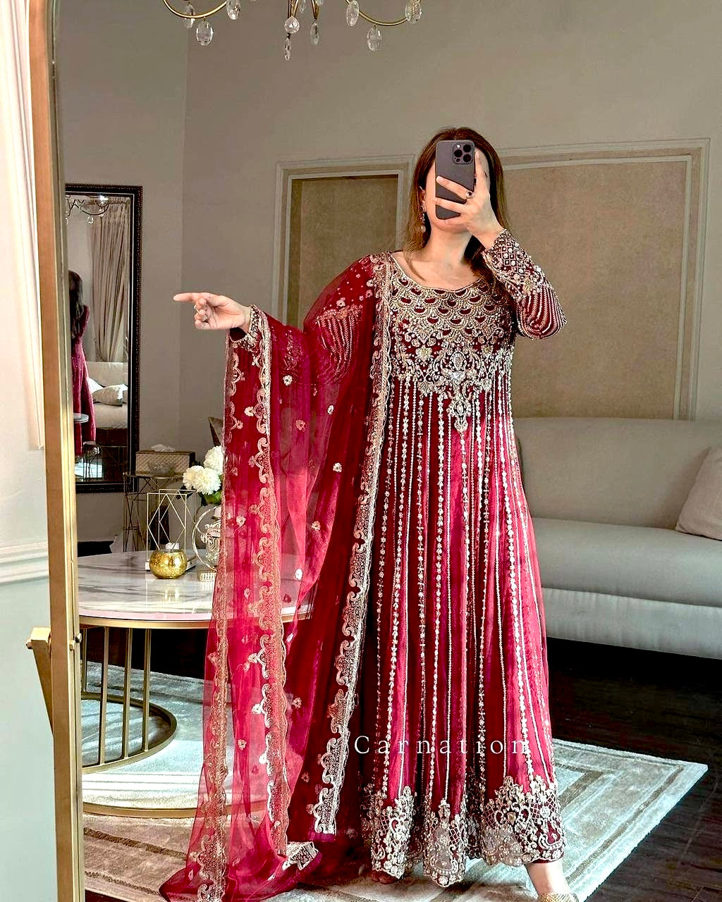 Designer Embroidered Anarkali Gown with Sequin Work - LC 1198