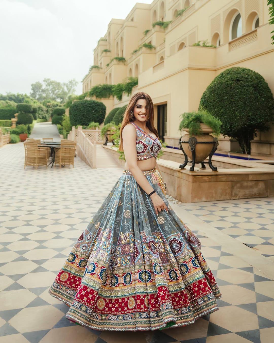 Navratri Special Heavy Muslin Cotton Chaniya Choli with Digital Print & Real Mirror Work