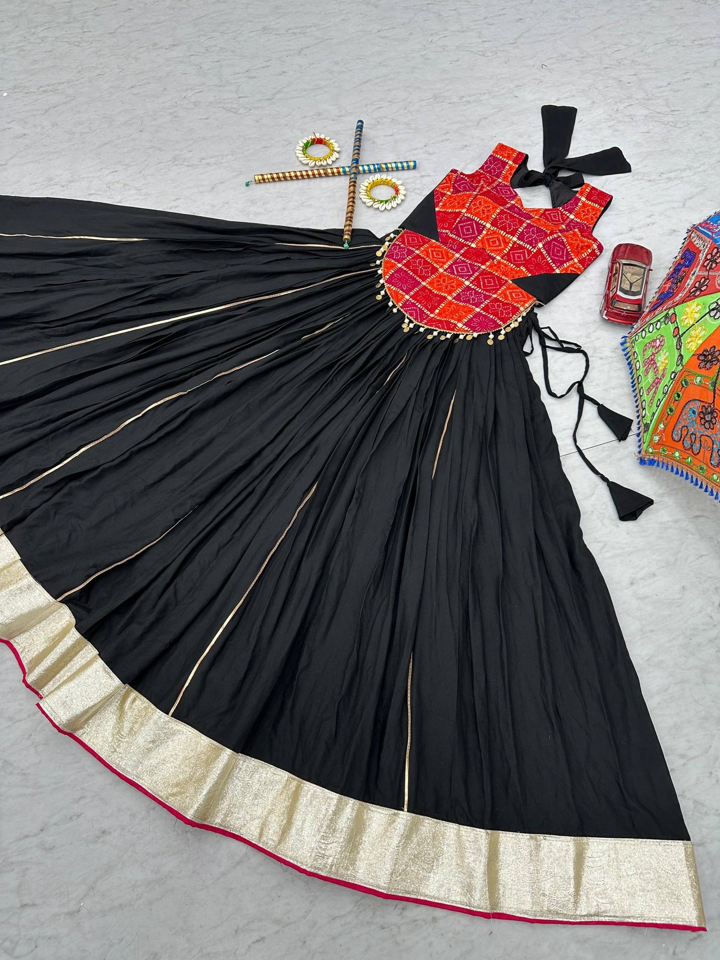 Navratri Special Pure Cotton Lehenga Choli with 6 Meter Heavy Flair & Foil Print