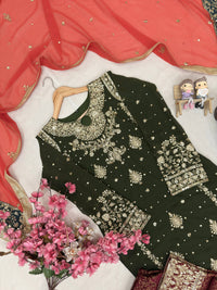 Designer & stylish Kurti with jacard plazzo set with elegant dupatta