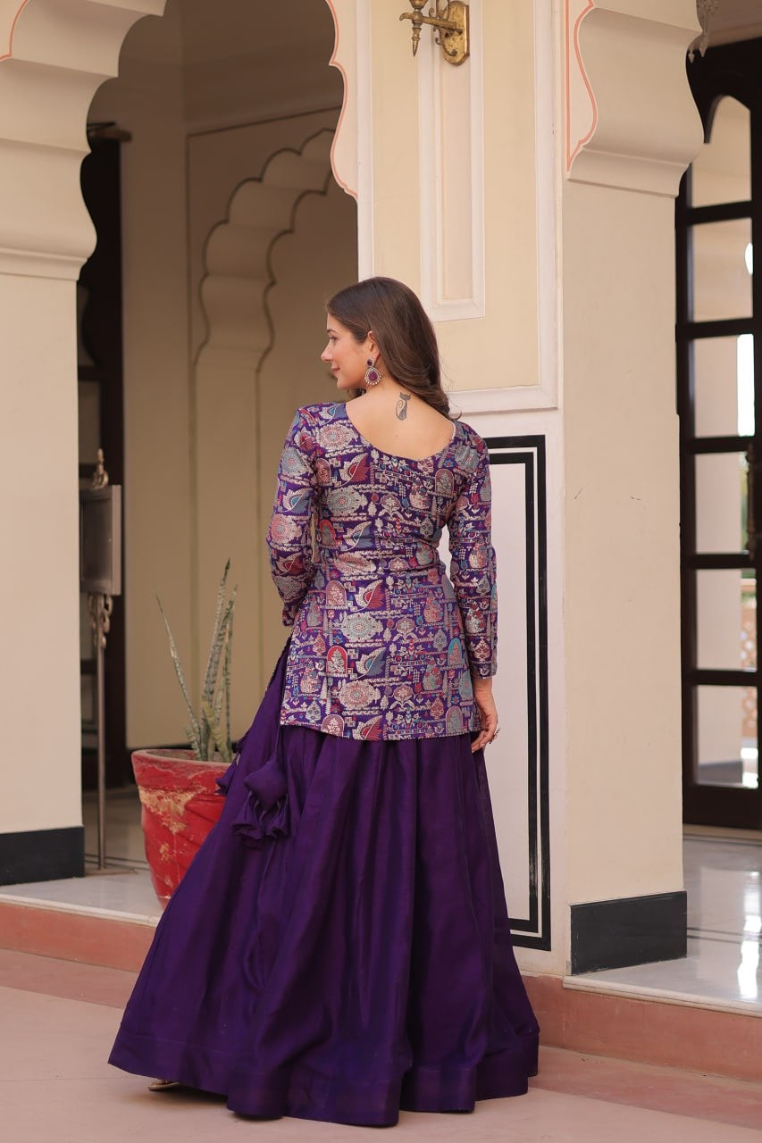 Premium Readymade Pure Simmer Vichitra Silk Lehenga Choli with Position Jacquard Blouse
