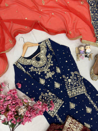 Designer & stylish Kurti with jacard plazzo set with elegant dupatta