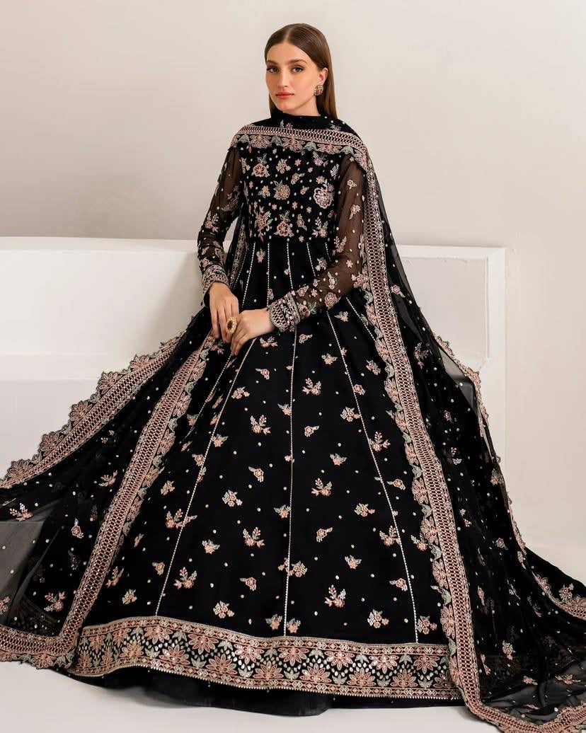 Designer Sequins & Zari Embroidered Anarkali Gown with Sharara Set - LC 1340