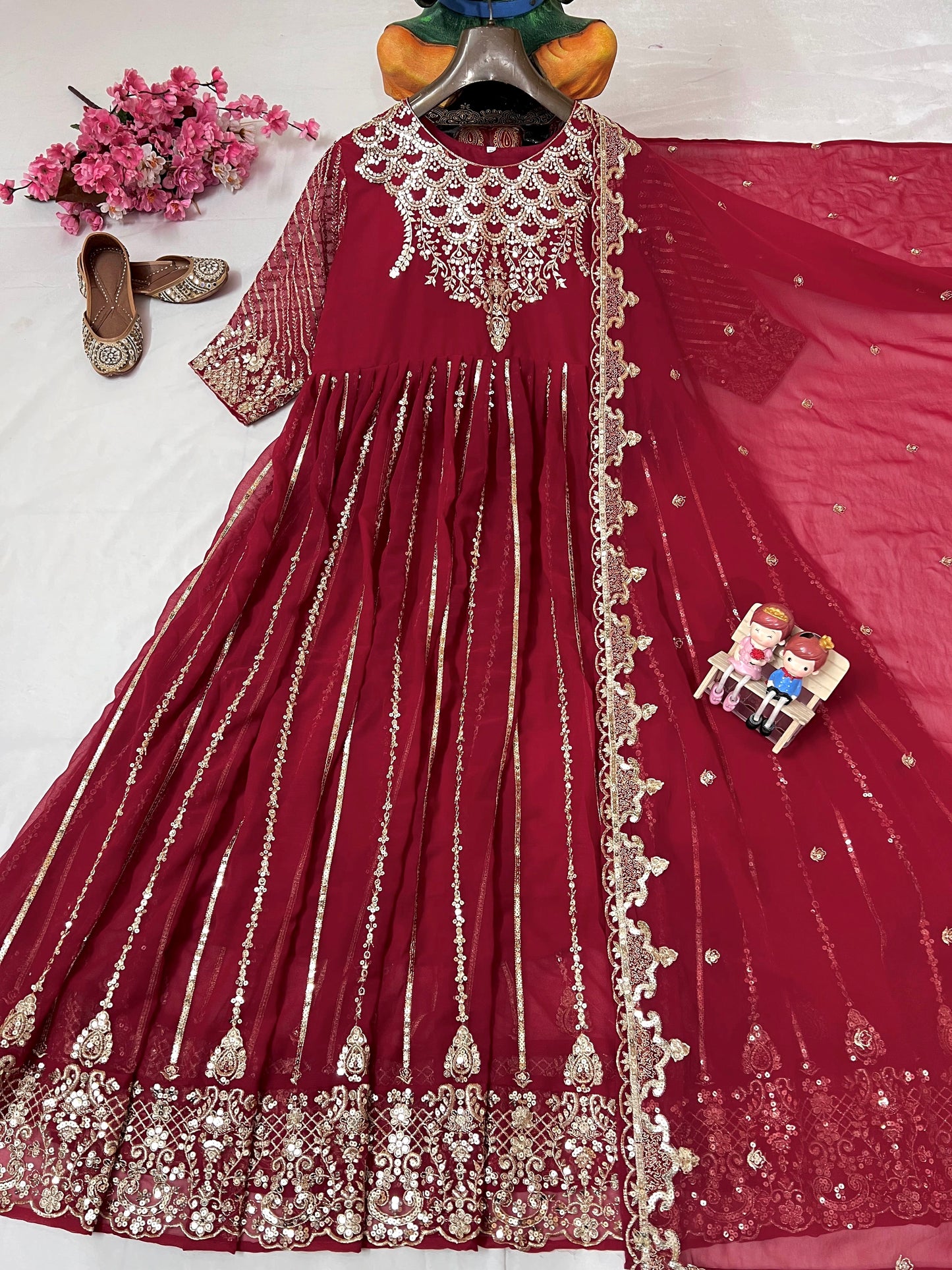 Designer Embroidered Anarkali Gown with Sequin Work - LC 1198