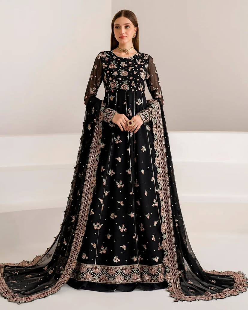 Designer Sequins & Zari Embroidered Anarkali Gown with Sharara Set - LC 1340