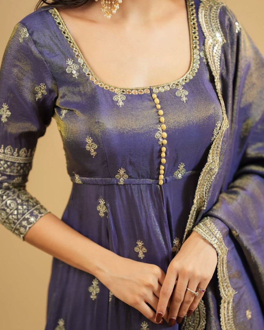Designer Shimmer Silk Suit & Lehenga Set with Thread & Sequence Work