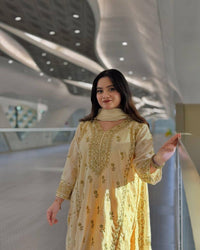 All time hit long kurti plazzo set in premium chinon silk with sequins & zari Embroidery work