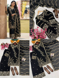 Premium Black Kurti Palazzo Set with sequins Embroidery Work in Georgette fabric
